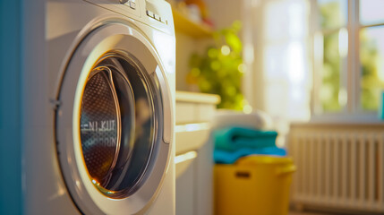 A washer and dryer sitting next to each other in a laundry room