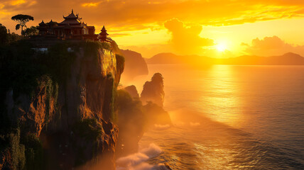 Misty Limestone Islands Emerging from the Ocean