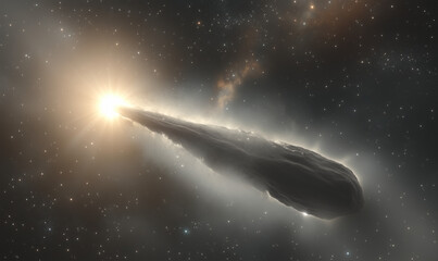 Obraz premium A Colossal Comet Flashes Through the Limitless Sky, Lighting Up the Cosmos with Brilliant Energy