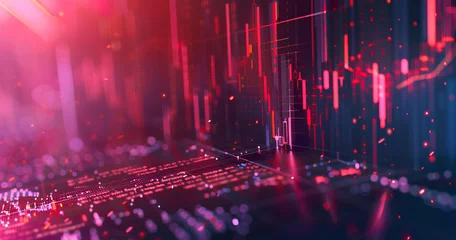 Keuken achterwand Bordeaux Visual representation of digital data streams and trading trends illustrating technology and finance interplay in a futuristic landscape  © Yevhen