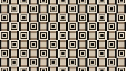 Geometric pattern made of alternating black and white squares on a neutral background