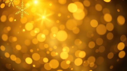 Sparkling Gold Snowflake Bokeh Background