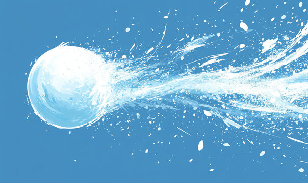 A Snowball Being Thrown with Bits of Snow Scattering in the Air, Capturing the Fun of Winter