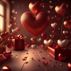 Valentine background with hearts