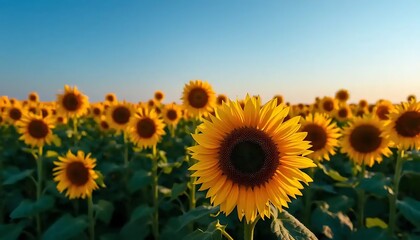 Obraz premium Vibrant Sunflowers Blooming In A Summer Field
