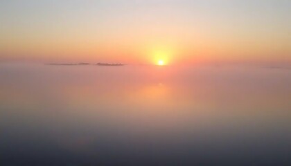 Serene Sunrise Over Foggy Lake Landscape