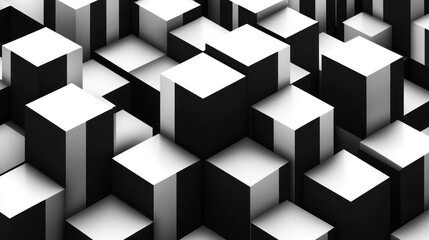 Abstract monochrome cubes, city background, design texture