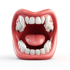 Fierce cartoon mouth with sharp teeth isolated against a white background