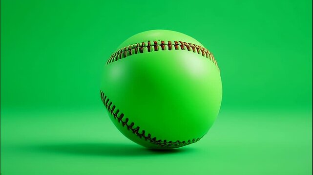 Lime Green Baseball on Green Background: A Vibrant Sports Image