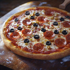 Pepperoni and Olive Pizza