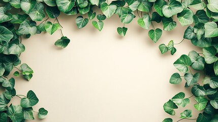 a frame or border made of heart-shaped leaves against a light, neutral background