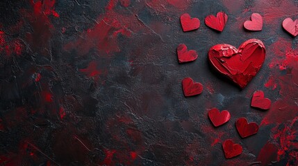 Dark Red Hearts Valentine's Day Background - Romantic, Passionate Design