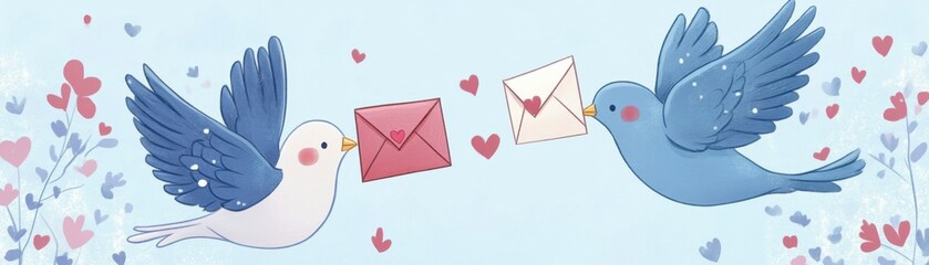 Loving Doves Delivering Valentine's Day Messages