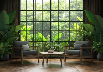 A tranquil patio equipped with garden furniture, sliding doors, and a deck.