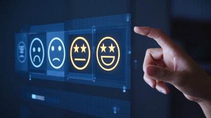 Customer Feedback: Digital Interface with Emojis and Star Ratings