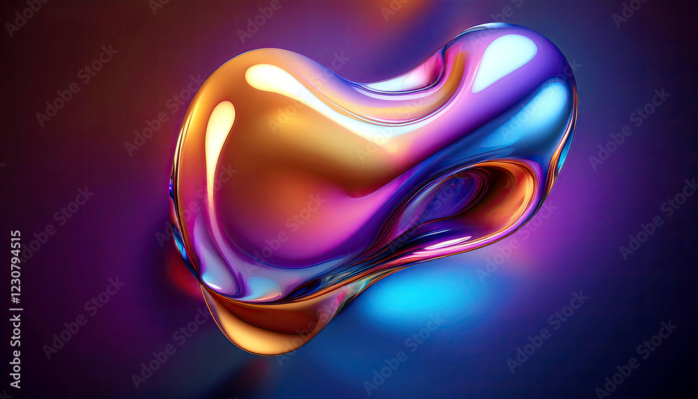 Poster Captivating Blend of Colors and Shapes in a Digital Abstract Design Exploring Forms and Light