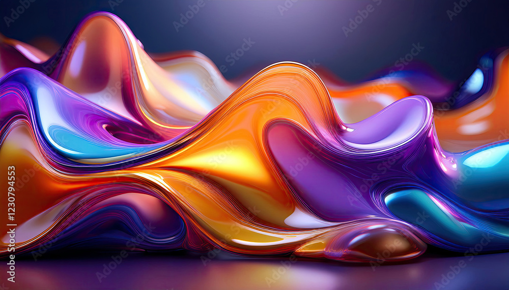 Aufkleber colorful flowing abstract forms create a mesmerizing visual experience in vibrant hues