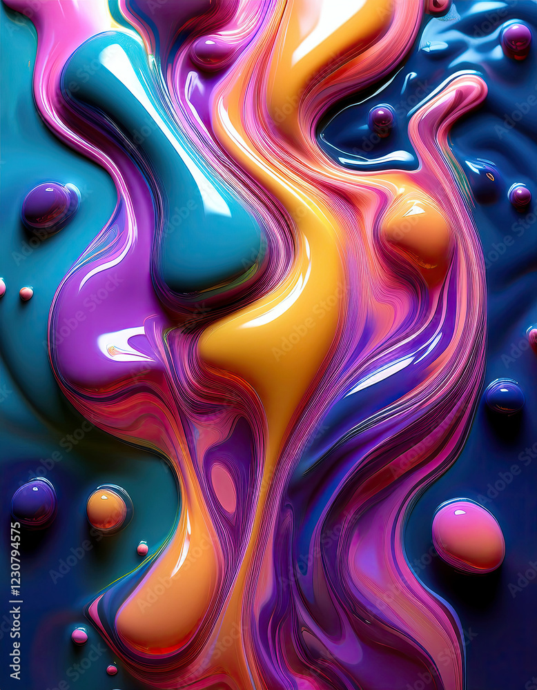 Poster colorful swirls of liquid art create a mesmerizing display of vibrant hues and textures