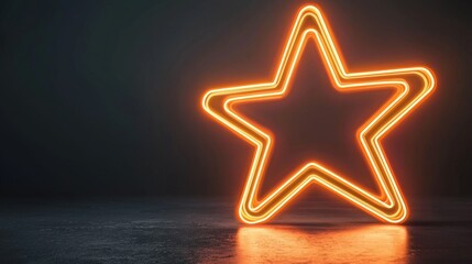 Bright Neon Star Illuminating in Dramatic Darkness with Glowing Electric Energy