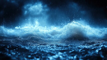 Naklejka premium Dynamic ocean waves crash against dark skies nature dramatic seascape night view