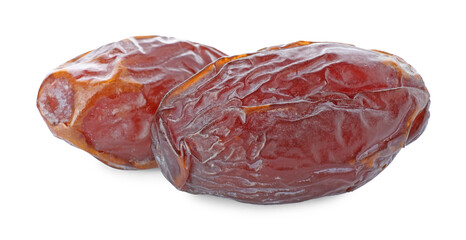 Two tasty dried dates isolated on white