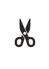 Scissors icon in black and white