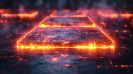 Fiery lava flow abstract digital dark background close-up view energy concept