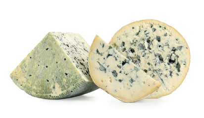 Different types of cheese isolated on white