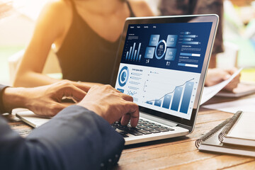 Business data dashboard provide business intelligence analytic for marketing strategy planning snugly with big data set to analyze customer demands and foreseeing business future