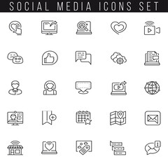 Different social media icons line art collection.
