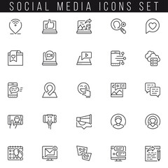 Different social media icons line art collection.
