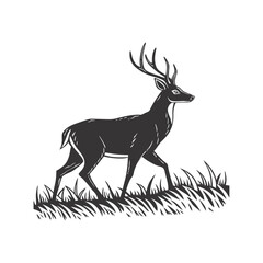A silhouette of a deer with antlers in a vector style, representing a wild animal in nature, perfect for hunting design And urban design PNG vector