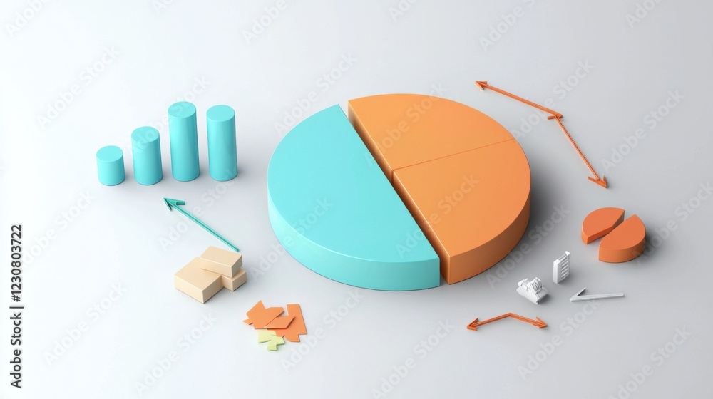 Poster pie chart bar graph and other data visualization elements for business analysis and decision making