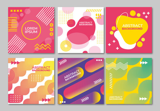 Colorful Geometric Abstract Social Media Background Set