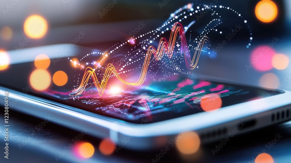 Poster dynamic financial data visualization on mobile device screen