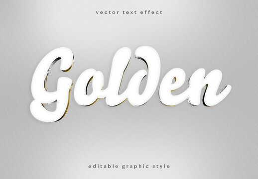 White and Gold Glossy 3D Text Effect