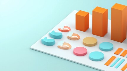 Colorful abstract data visualization charts and graphs for business analytics and financial reporting