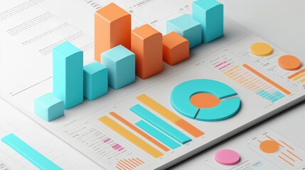 Data Analytics Infographic with Charts and Graphs Showcasing Finance and Business Statistics