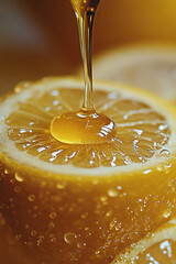 Bright Citrus Symphony: Fresh Lemon and Orange Juice with Honey - Vibrant Ingredients for a Healthy Refreshing Summer Beverage