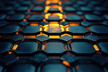 Obraz premium Illuminated hexagonal pattern abstract digital design modern aesthetic top-down perspective