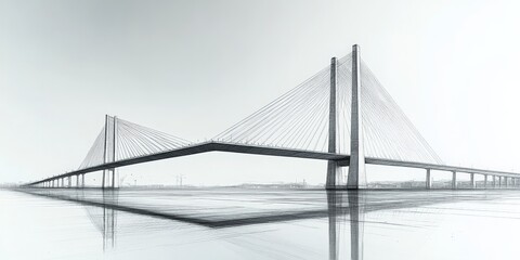 Obraz premium Spectacular bridge construction urban landscape architectural design modern environment aerial viewpoint