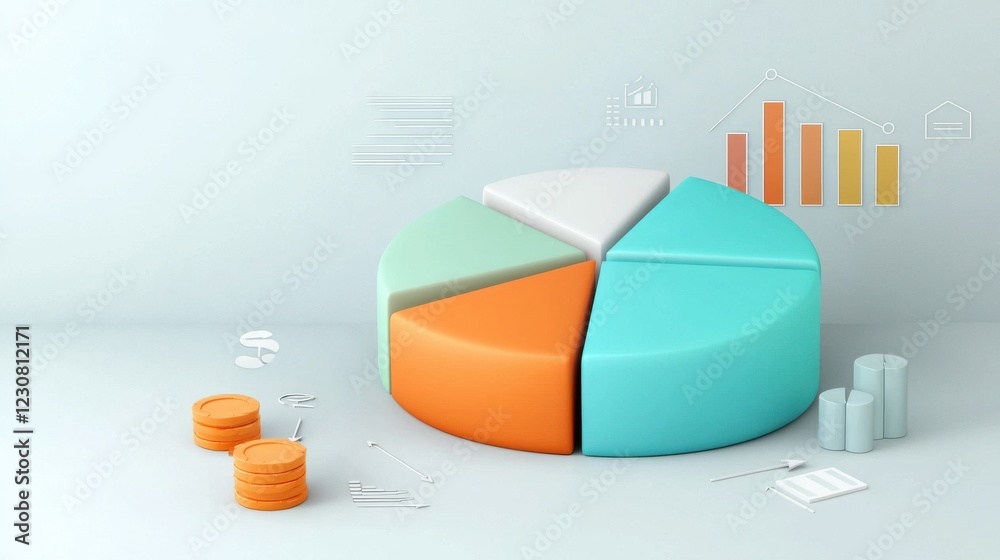 Poster vibrant pie chart and bar graph for insightful data visualization and business analytics