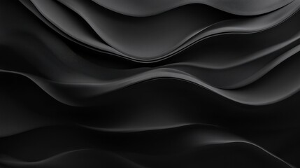 Fototapeta premium Dark Abstract Wavy Textile Background - Elegant Black Curves