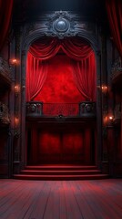 Abandoned Movie Theater Red Chairs Neon Glowing Screen Dramatic Ambience image