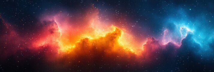 Fototapeta premium Vibrant cosmic clouds illuminated by colorful starlight in deep space
