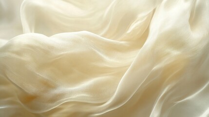 Obraz premium Draped Cream Silk Fabric, Luxurious Soft Texture Close-up