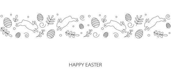 Easter greeting card.Modern minimal design in doodle style.Vector.