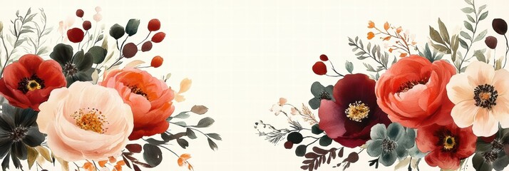 Wedding invitation template featuring elegant floral elements with vibrant colors and designs