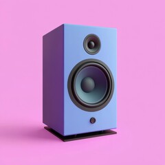 Purple Pastel Speaker on Pink Background, Minimalist Product Shot