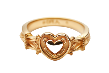 Claddagh Ring Symbolizing Love and Loyalty in a Beautiful Gold Design on a White Transparent Background